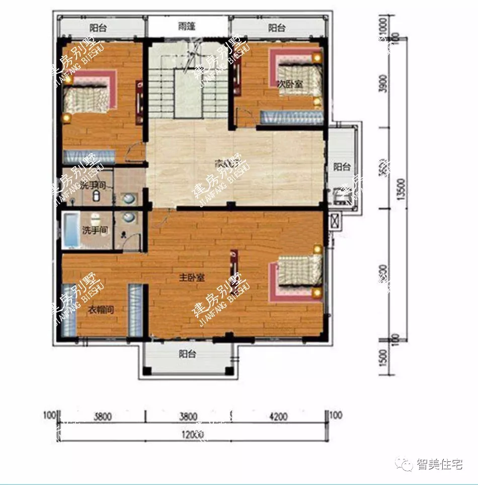 2栋宽12米的四层别墅，斜屋面和平屋顶设计，要的就是这份气派