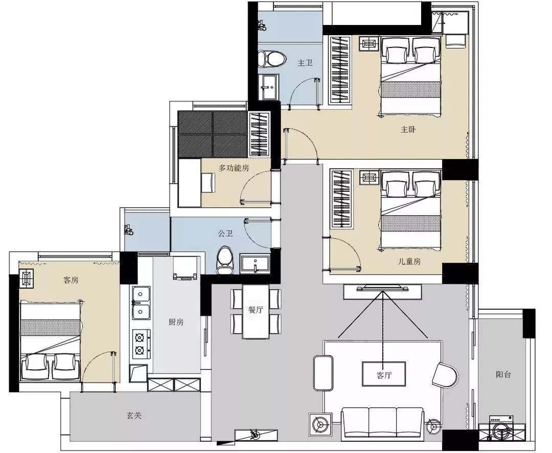 120㎡简约美式，现代舒适的档次，不厚重也不压抑！