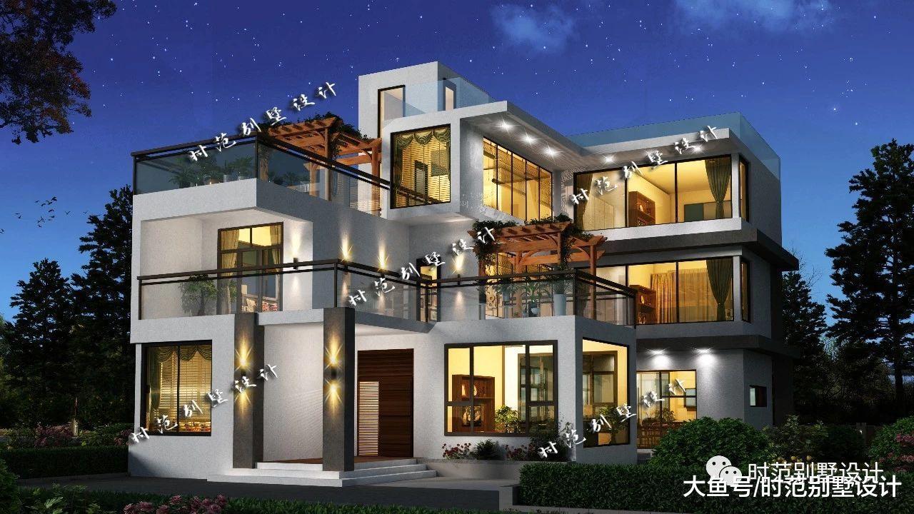 13x17米多露台阳台三层现代风格别墅, 6室3厅, 适合你吗?