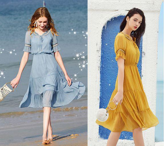 一款卓尔不凡的“雪纺”裙，不薄不厚，五月穿，美得令人称赞