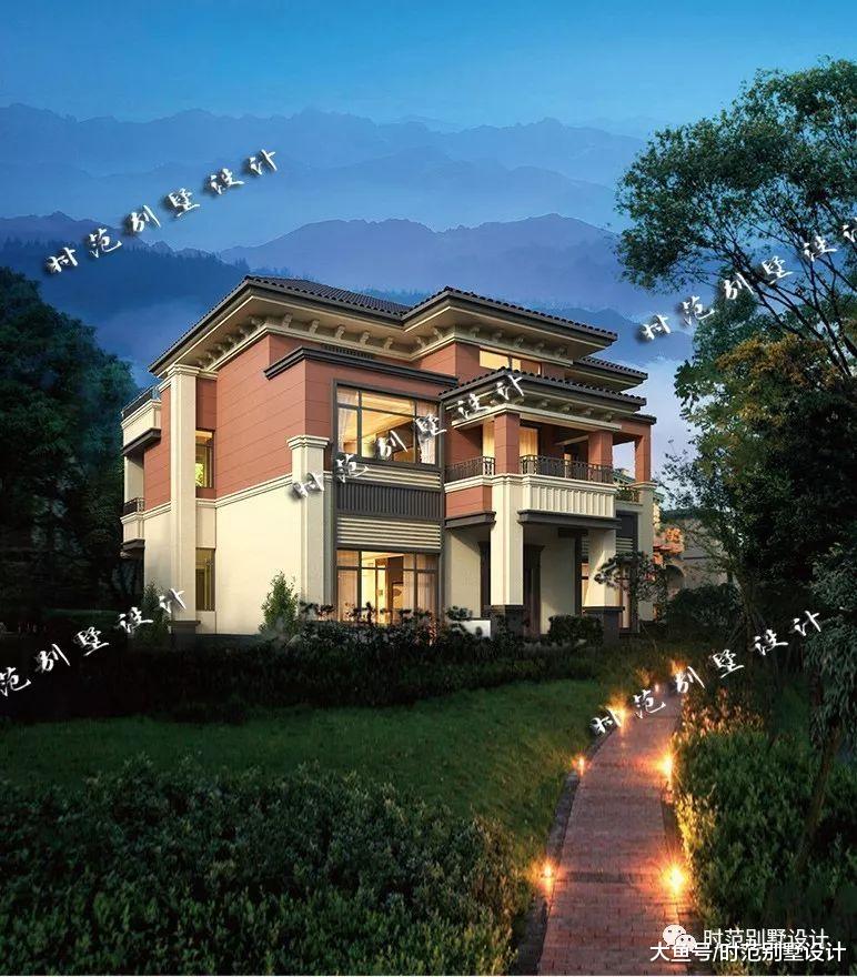 带阁楼10x12米三层新中式农村别墅，6室2厅，30万建成适合自建