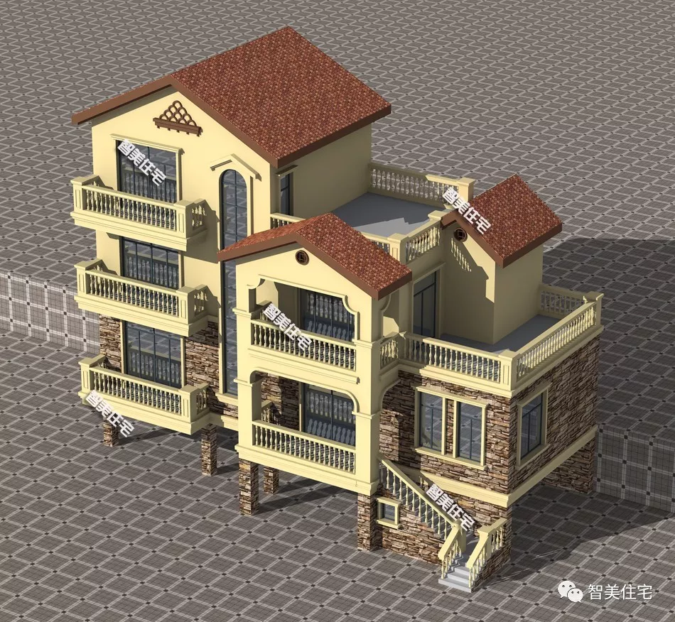 田园风格设计的一栋别墅，带架空层，建在老家很与众不同