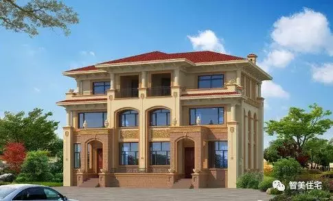 十款双拼别墅的外观效果图，欧式、中式和现代风格都有