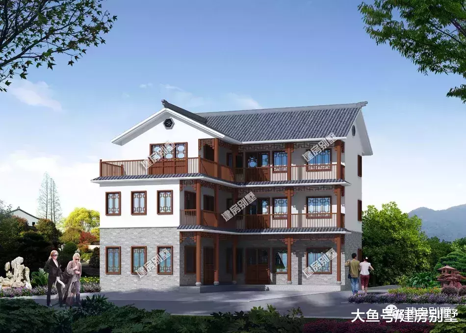 一棟別墅能住兩戶人家，很多兄弟都喜歡這樣建，夠氣派