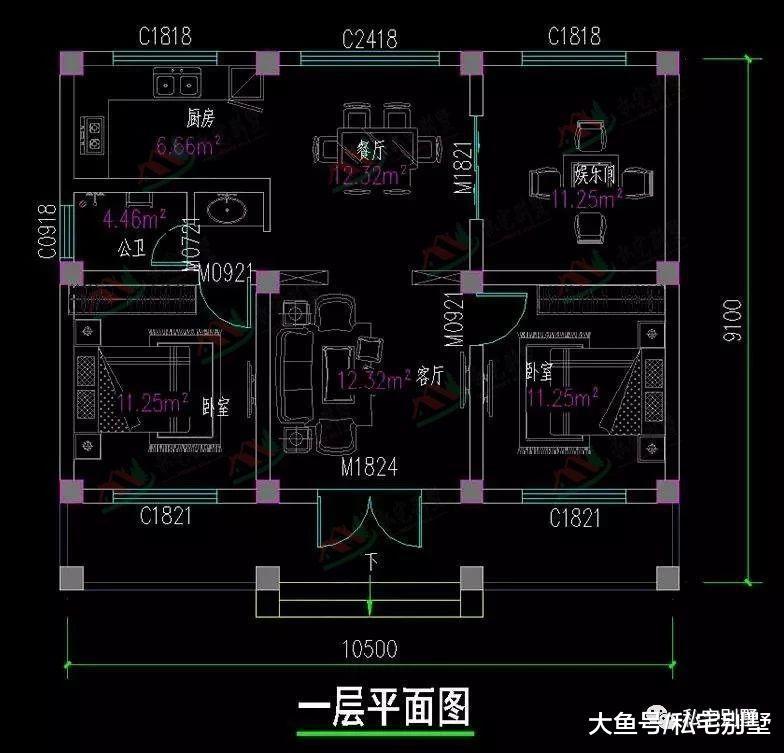 一层农村小别墅, 有庭有院占地100平以内就可建, 造价仅需10万