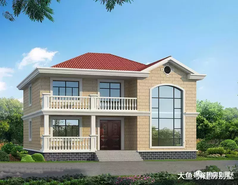 適合農村建的兩層小別墅，落地窗遇上飄窗，都是極美的