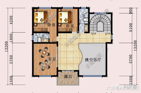 13.5×13.2农村别墅，7卧6卫+挑空客厅，主体约55万