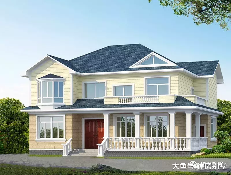 2栋使用多根罗马柱装饰的农村别墅，精致而大气的外观让人垂涎