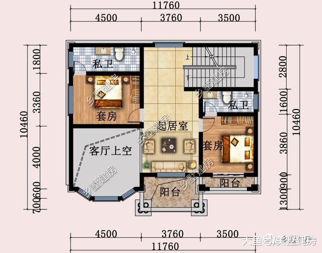 12x11米三层别墅，挑空客厅+双露台，拥有迷人的魅力！