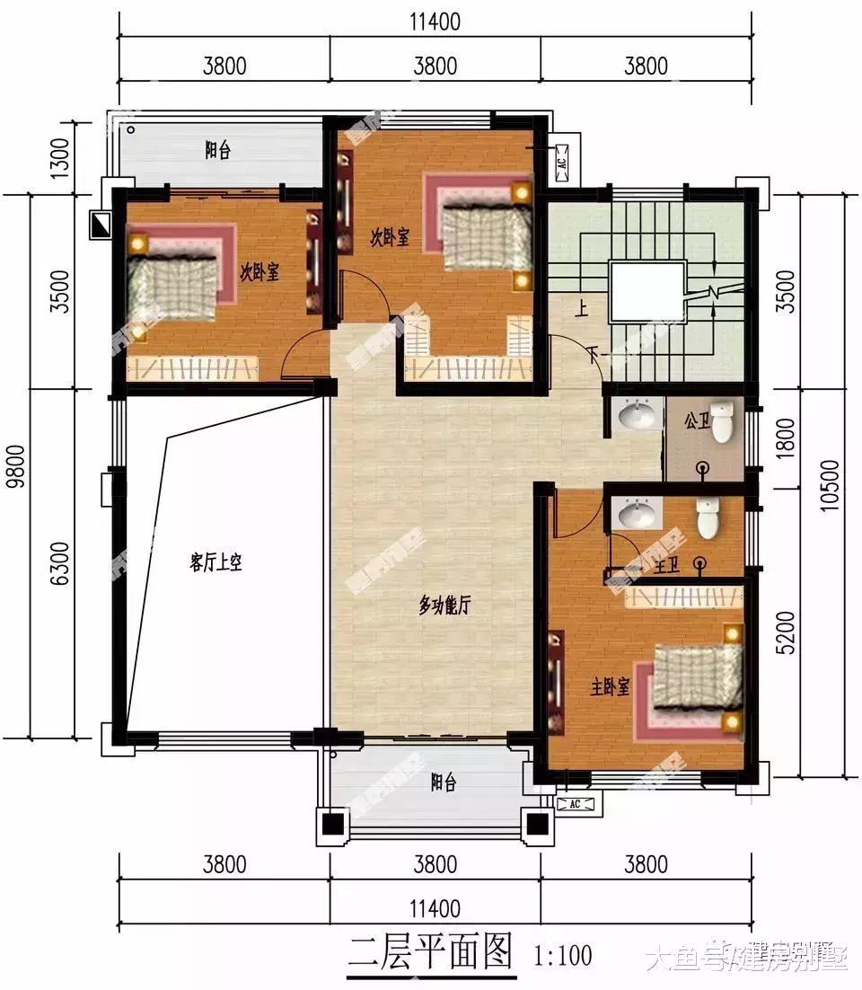 两栋新中式风格的农村自建房，室内都用了小台阶