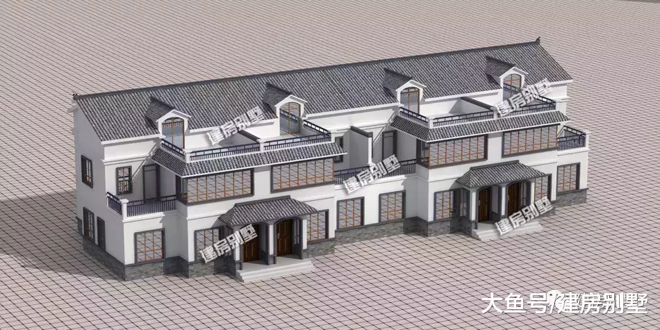 35.4×14.7米农村别墅, 新中式风格, 能住下一个小家族