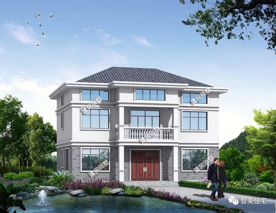 很适合农村建的两栋别墅，第一栋带阁楼设计，第二栋有灶房