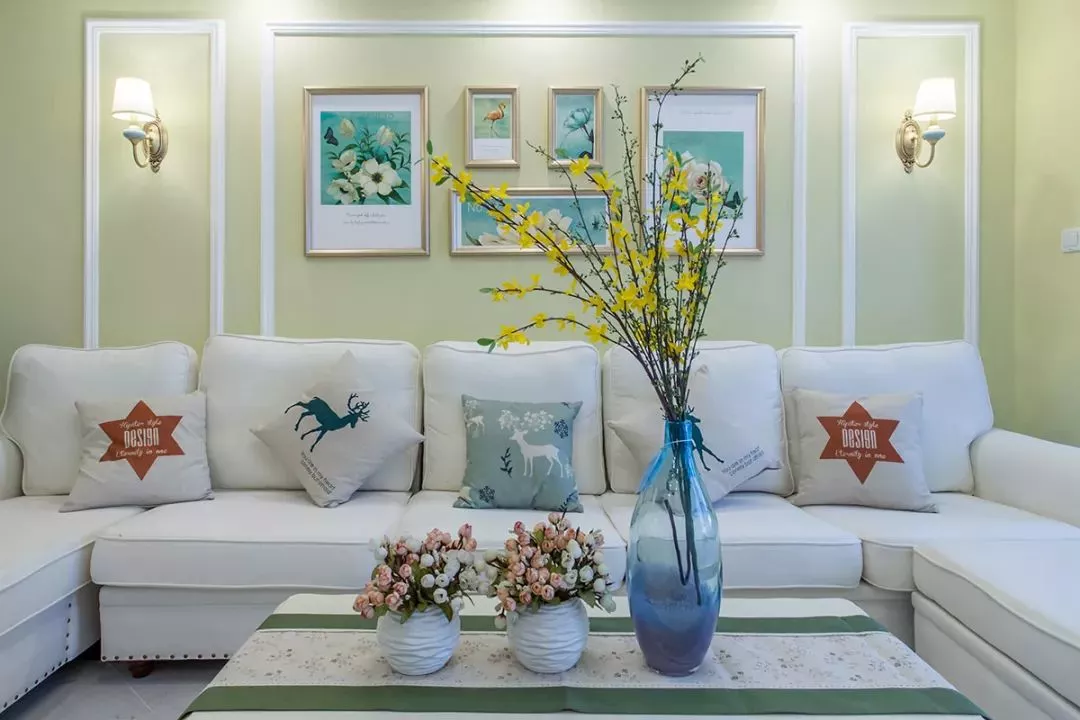 125平米的新房，全屋淡绿色墙面加白色点缀，效果别具一格！