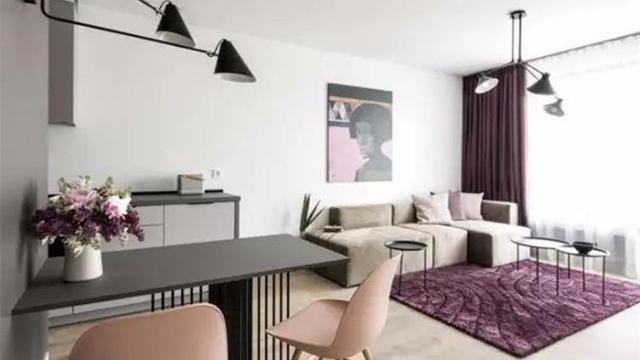 56㎡粉紫色温馨单身公寓，满足您少女心