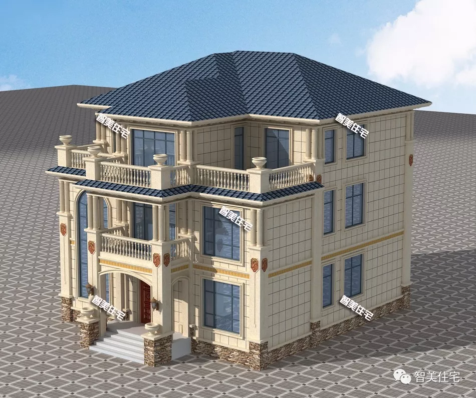 6款欧式风格的农村豪宅，造型相似，50来万就能建一栋