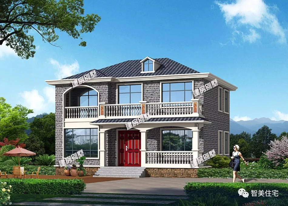 尺寸12×10米的两栋自建房，户型简单造价低，20多万够了