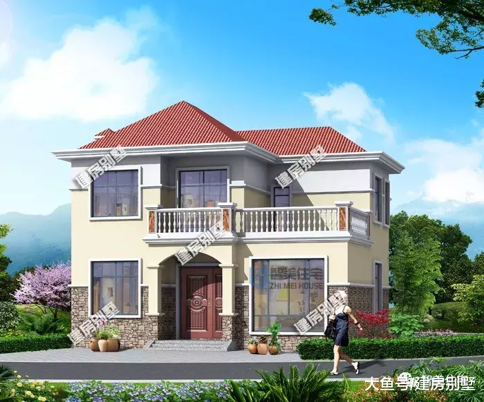 占地面积不过百的两层小别墅，主体造价18万，适合全国的农村