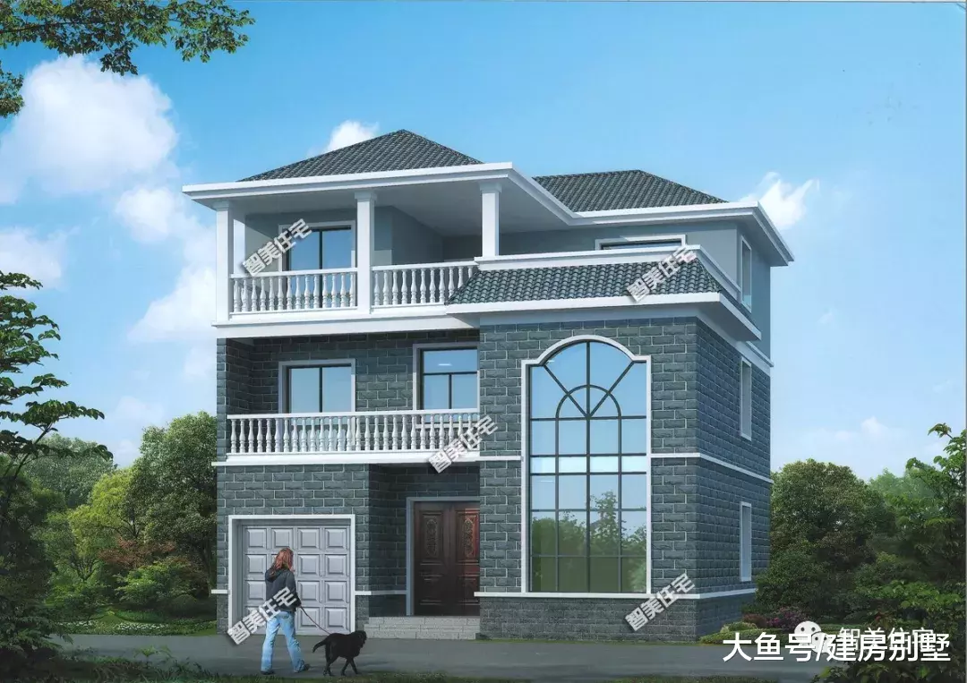 两栋简欧风格设计，配落地窗的别墅，30万就能建的很好看