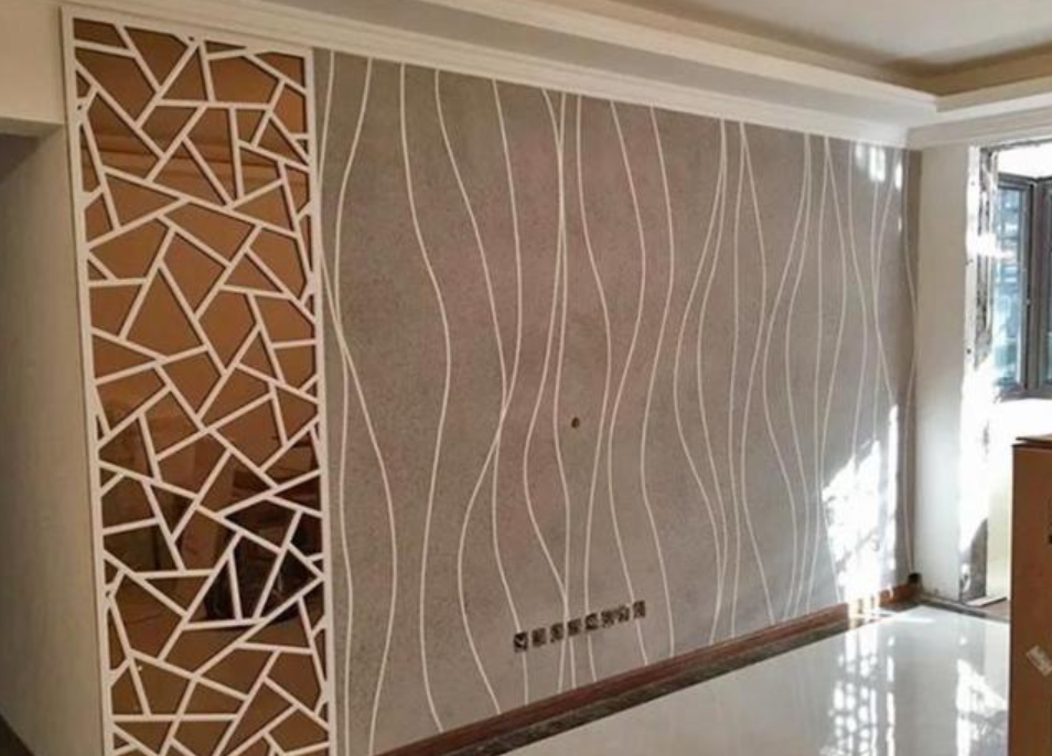 花350块做的电视墙造型，当邻居们来参观时，都说简单大气