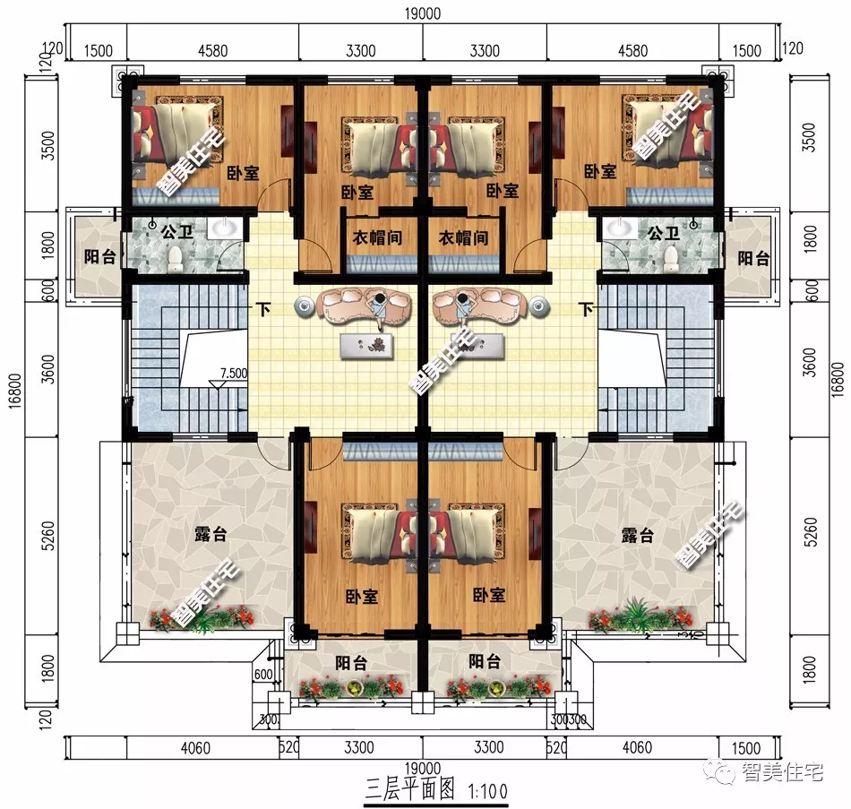 面宽16米左右的两栋双拼别墅，第一栋共大门，第二栋太豪气