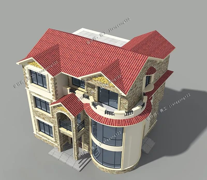 占地118平农村三层别墅，造型独特美观实用，三十年后不落伍