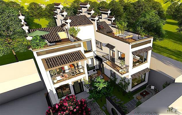 中式馬頭墻雙拼別墅，兄弟合建人均20W, 氣派堪比百萬豪宅，村長也成你家座上賓