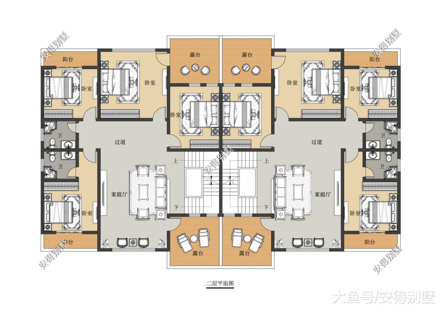 兄弟建房建一栋漂亮的双拼别墅, 建筑霸气户型舒适, 阳台大卧室多!