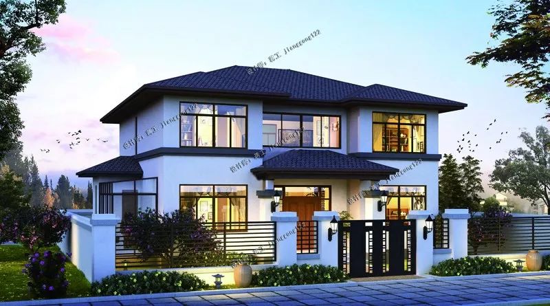 28万复式二层农村别墅，最流行的新中式风，图纸简单老爸都能看懂