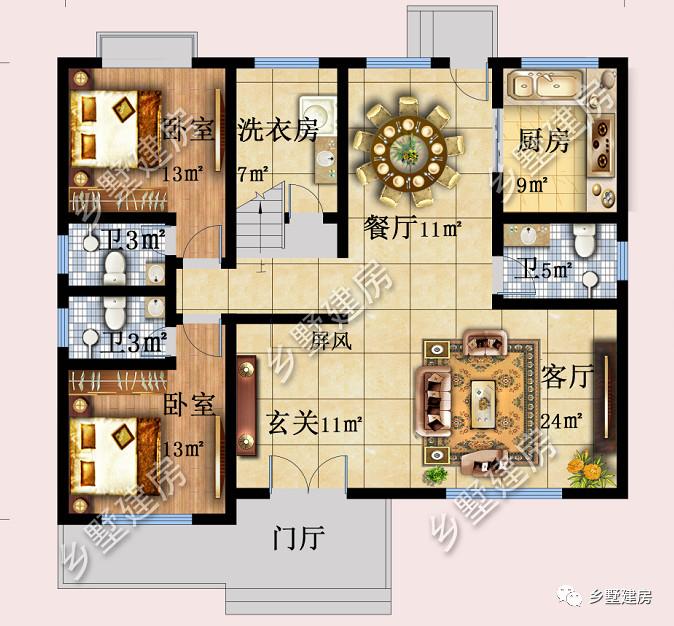 新中式二層別墅，4套房+陽光房，21萬輕松享受多彩農村生活！