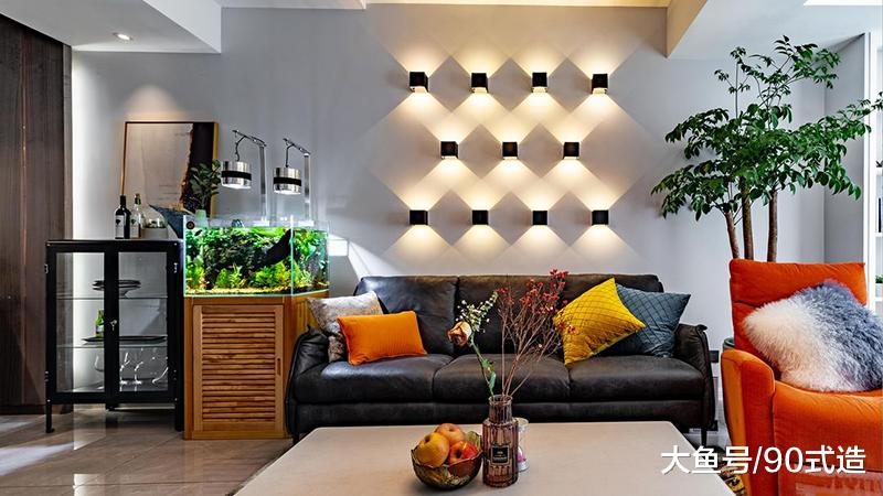 客餐厅一体，壁灯墙，86㎡三口之家