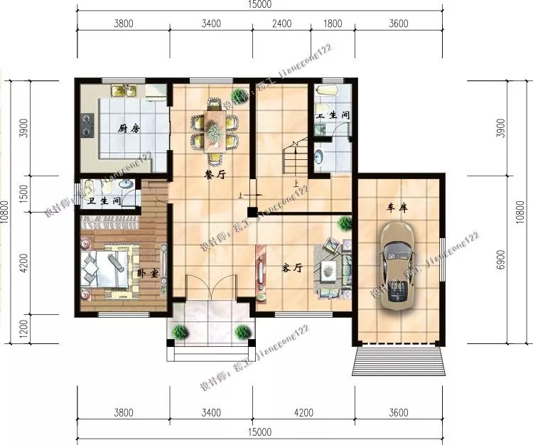 15×10.8m三层带车库别墅，简朴和清雅两种方案，哪款让你更心动