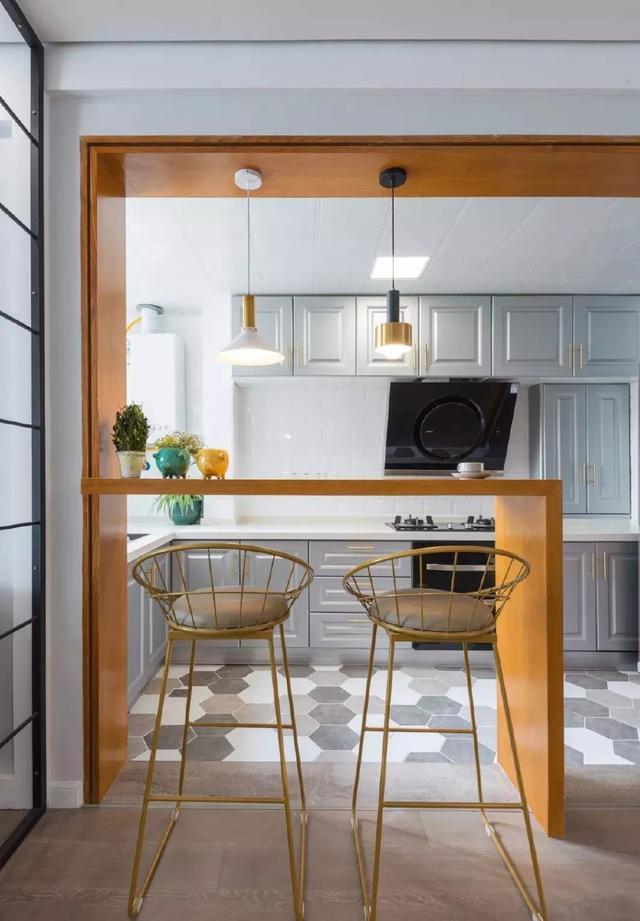 110平温馨三房, 巧用吧台做隔断, 漂亮又实用!