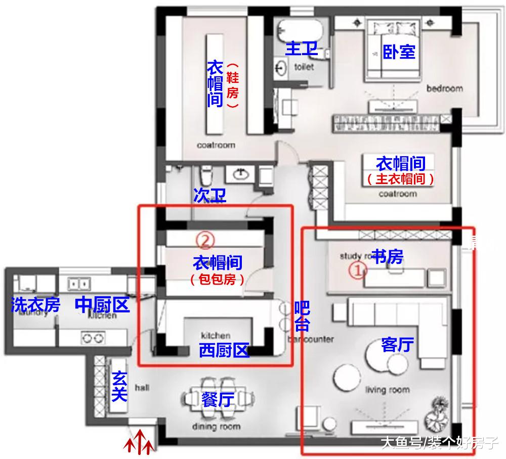 配色高级，坐拥3个超大衣帽间，她180㎡的家看起来就很贵！
