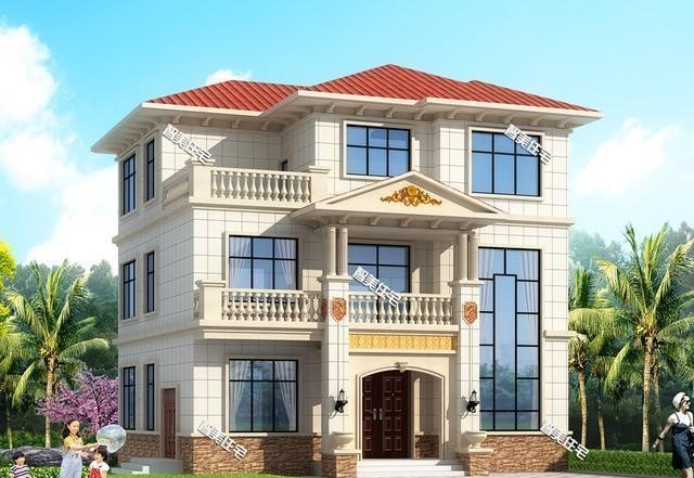 11.9×9.9米三层简欧别墅，精致外观造型，室内布局相当好