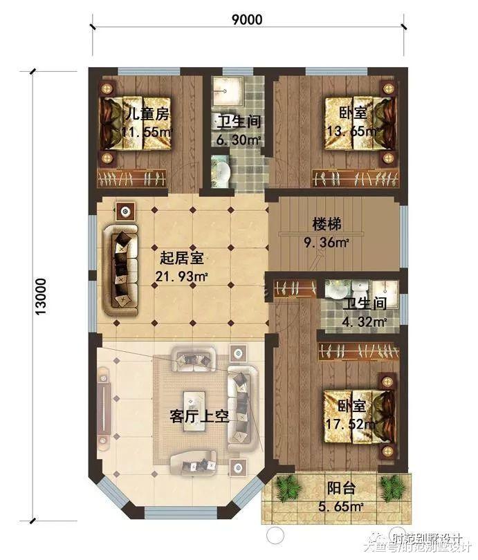 9米小面寬帶陽光房的復式三層小別墅，7室4廳，適合農村自建