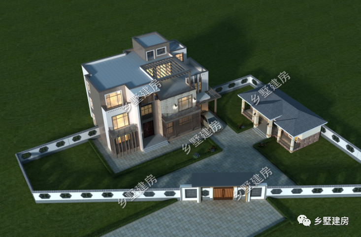 三层平顶现代风农村别墅，完美的颜值，人人都羡慕的豪宅！