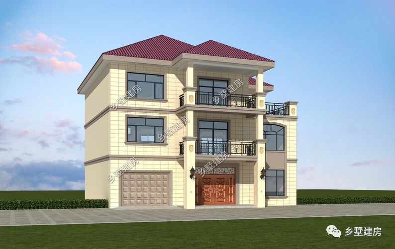 农村三层欧式别墅，有车库有露台，建一栋你就是人生赢家！