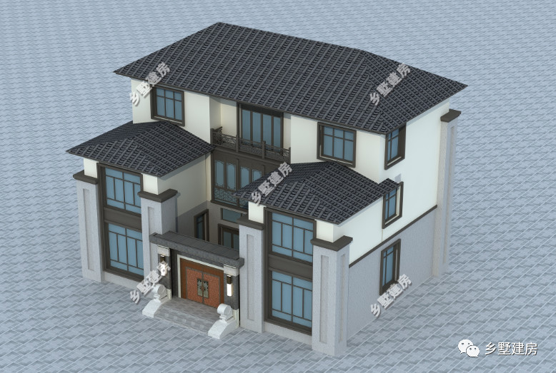 新中式三层农村自建别墅，外观大气、布局合理，主体造价45万！