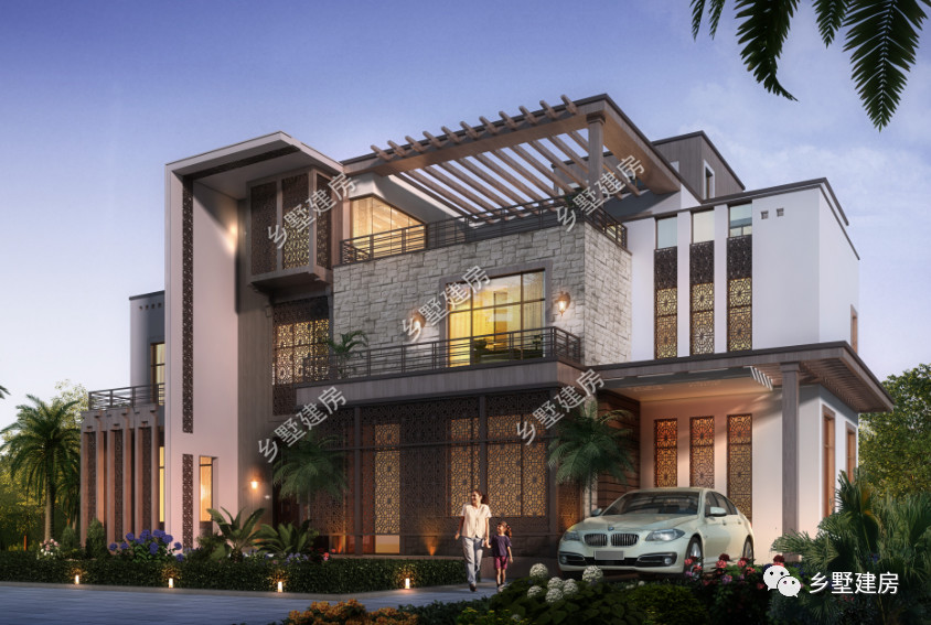 三层平顶现代风农村别墅，完美的颜值，人人都羡慕的豪宅！