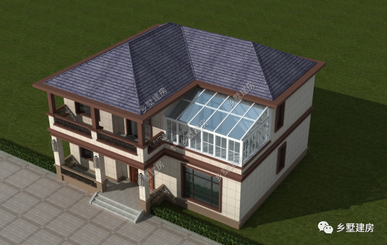 农村自建现代风格小户型别墅，带超大阳光房，给你一个温暖的家！