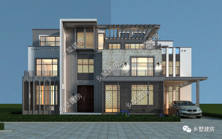 三层平顶现代风农村别墅，完美的颜值，人人都羡慕的豪宅！