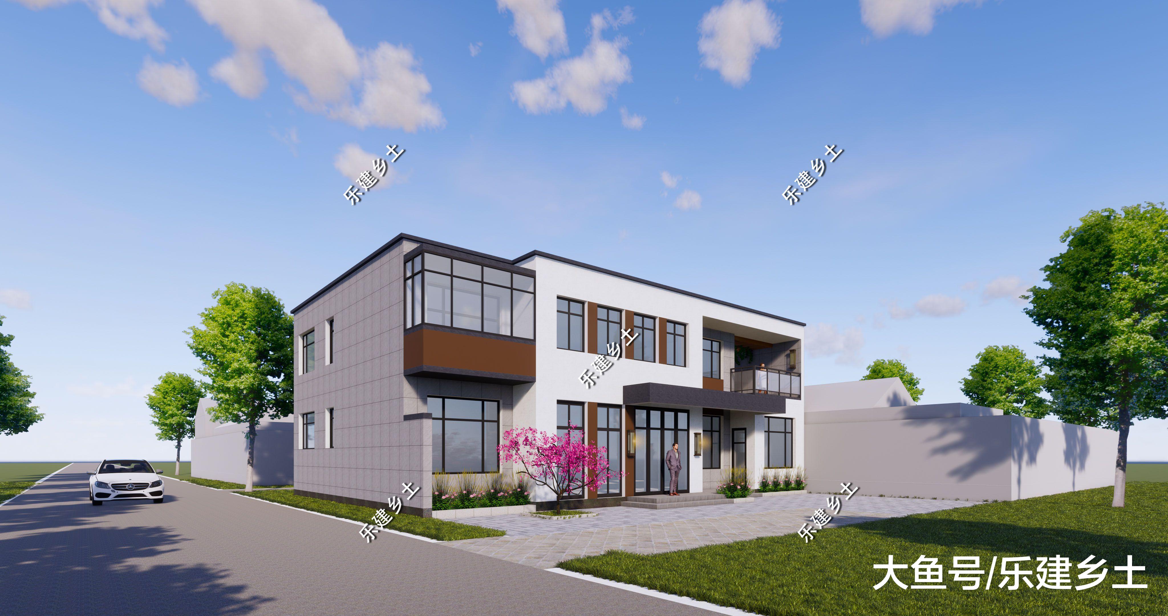 河北省河间市现代别墅设计，二层18X12米箱体结构，经典时尚！