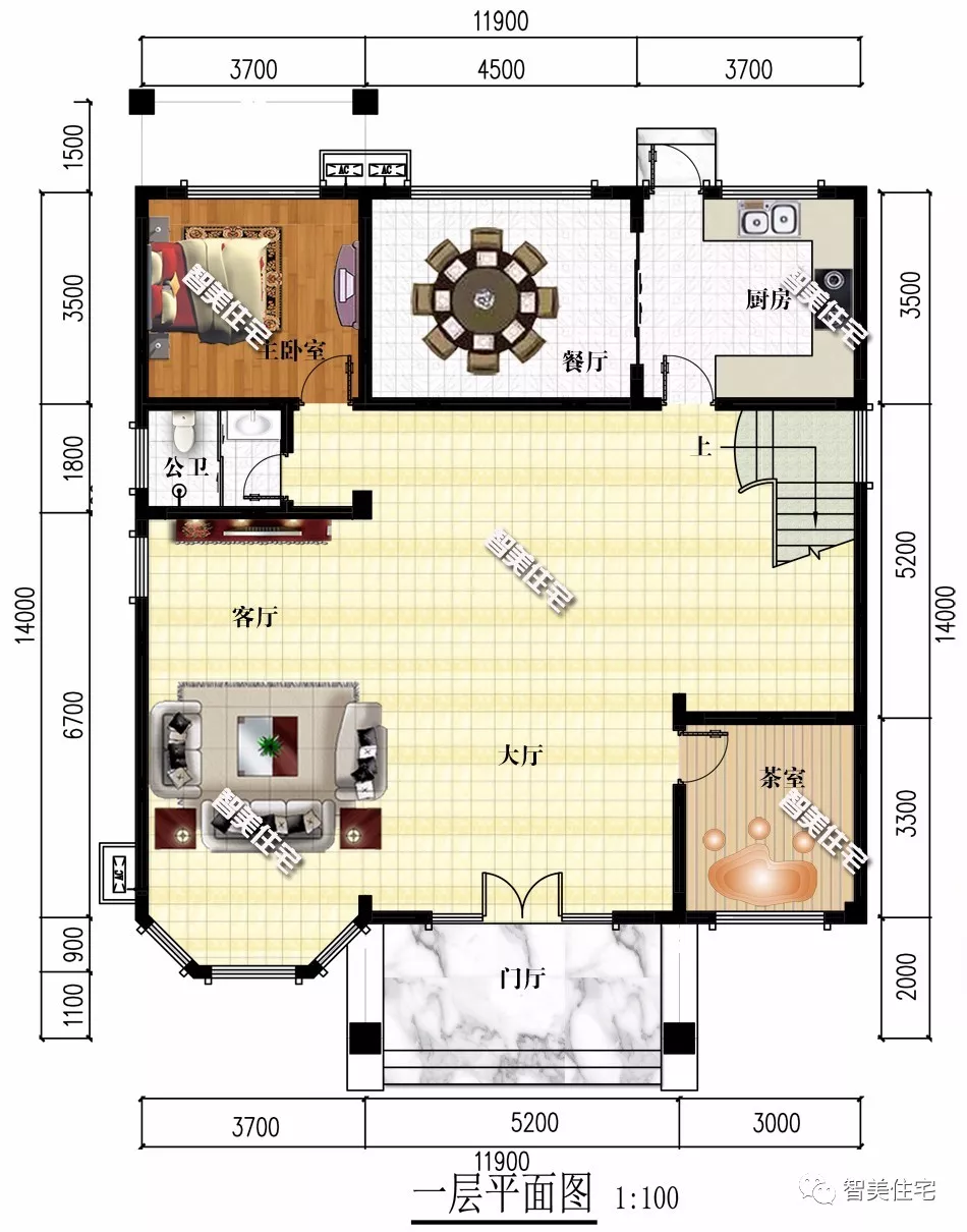 带露台凉亭的四层农村别墅，内配8个卧室，休闲空间多