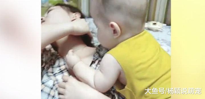 小宝宝又开始祸害小姨了，要是给姨夫看到估计得收拾你，网友，真可爱