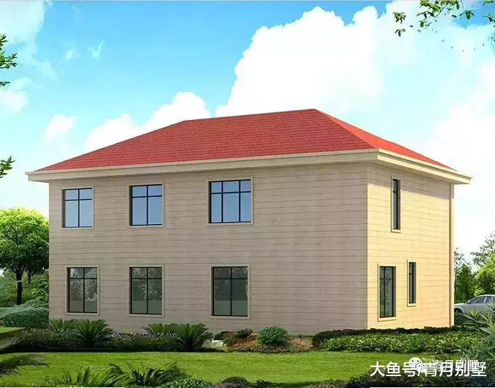 15.8米×10米二层精致小别墅, 带堂屋4卧室飘窗大露台