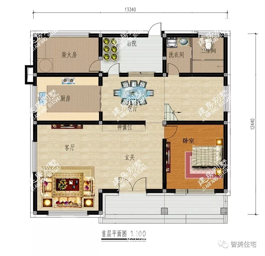 很适合农村建的两栋别墅，第一栋带阁楼设计，第二栋有灶房