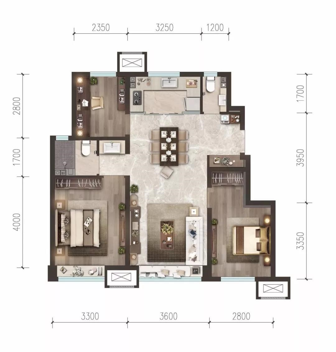 神户型已更新 | 90㎡三居两卫 近10米南向超大三面宽