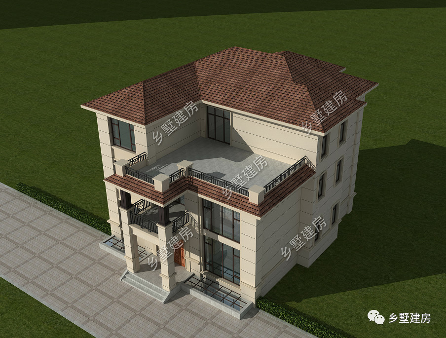 农村这样建别墅最大气，三楼一底大空间，十里八乡都点赞！