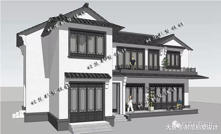 17x12米二层中式别墅，6室3厅带庭院，一廊一檐都是家的模样