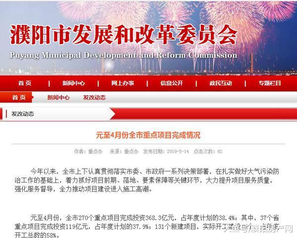 濮阳1-4月份重点项目建设完成情况出炉！来看看项目进展…